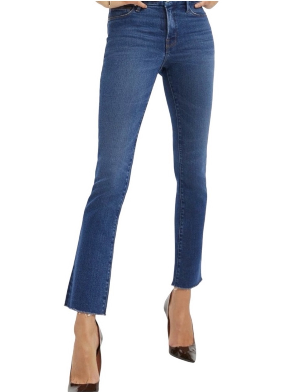 NEW Good American Good Legs Straight Raw Hem Jeans Size 6 / 28